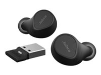 Jabra Evolve2 Buds MS - Aidosti langattomat kuulokkeet mikrofonilla varustettu - korvansisäiset - Bluetooth - aktiivinen melunpoisto - USB-A Bluetooth-sovittimen kautta - melua vaimentava - musta - sertifioitu Microsoft Teamsille 20797-999-989