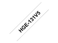 Brother HGE-131V5 - Musta kirkkaalla - Rulla (1,2 cm x 8 m) 5 kasetti(a) laminaattinauha malleihin P-Touch PT-9500pc, PT-9700PC, PT-9800PCN; P-Touch R RL-700S HGE131V5