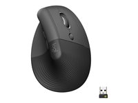 Logitech Lift Vertical Ergonomic Mouse - Pystyhiiri - ergonominen - optinen - 6 painiketta - langaton - Bluetooth, 2.4 GHz - Logitech Logi Bolt USB-vastaanotin - grafiitti 910-006473