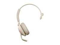 Jabra Evolve2 65 UC Mono - Kuulokkeet + mikrofoni - korvien päällä - muunneltava - Bluetooth - langaton - USB-C - melua vaimentava - beige - sekä latausalusta 26599-889-888