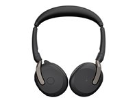 Jabra Evolve2 65 Flex UC Stereo - Kuulokkeet + mikrofoni - korvien päällä - Bluetooth - langaton - aktiivinen melunpoisto - USB-A - musta - optimoitu UC:lle 26699-989-999