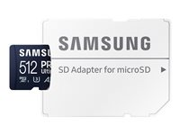 Samsung PRO Ultimate MB-MY512SA - Flash-muistikortti (SD-sovitin sisältyvä) - 512 Gt - A2 / Video Class V30 / UHS-I U3 - microSDXC UHS-I - sininen MB-MY512SA/WW