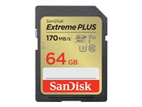 SanDisk Extreme PLUS - Flash-muistikortti - 64 Gt - UHS-I U3 / Class10 - SDXC UHS-I SDSDXW2-064G-GNCIN
