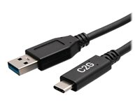 C2G 1.5ft USB-C to USB-A SuperSpeed USB 5Gbps Cable M/M - USB-kaapeli - USB Type A (uros) to 24 pin USB-C (uros) - USB 3.2 Gen 1 - 30 V - 3 A - 46 cm - valettu - musta C2G28876