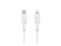 Belkin BOOST CHARGE - Salamakaapeli - 24 pin USB-C uros to Lightning uros - 1 m - valkoinen - USB-virransyöttö (18 W) CAA003BT1MWH