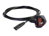 C2G Non-Polarised Power Cord - Virtajohto - power IEC 60320 C7 to BS 1363 (uros) - vaihtovirta 250 V - 1 m - valettu - musta - Yhdistynyt kuningaskunta 80611