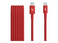 Beats - Lightning-kabel - USB-C hane till Lightning hane - 1.5 m - snabb röd - flätad, snabbladdning, förstärkt design MFEH4ZM/A