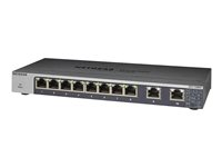 NETGEAR GS110MX - Kytkin - hallitsematon - 8 x 1000Base-T + 2 x 100/1000/2.5G/5G/10G (uplink) - työpöytä, telineeseen asennettava, seinään asennettava - tasavirta GS110MX-100PES