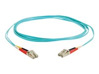 C2G LC-LC 10Gb 50/125 OM3 Duplex Multimode PVC Fiber Optic Cable (LSZH) - Verkkokaapeli - monimuoto LC (uros) to monimuoto LC (uros) - 5 m - kuituoptinen - kaksipuolinen (duplex) - 50 / 125 micron - OM3 - ei sisällä halogeenia - sinivihreä 85552