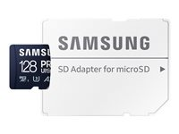 Samsung PRO Ultimate MB-MY128SA - Flash-muistikortti (SD-sovitin sisältyvä) - 128 Gt - A2 / Video Class V30 / UHS-I U3 - microSDXC UHS-I - sininen MB-MY128SA/WW