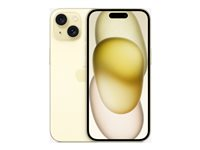 Apple iPhone 15 - 5G älypuhelin - Kaksois-SIM / sisäinen muisti 128 Gt - OLED-näyttö - 6.1" - 2556 x 1179 pikseliä - 2 takakameraa 48 MP, 12 MP - front camera 12 MP - keltainen MTP23QN/A