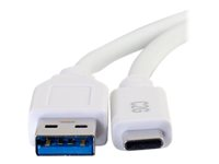 C2G 3ft USB C 3.0 to USB Cable - USB C to USB A - M/M - USB-kaapeli - USB Type A (uros) to 24 pin USB-C (uros) - USB 3.1 - 30 V - 3 A - 91.4 cm - valkoinen 28835