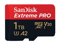 SanDisk Extreme Pro - Flash-muistikortti (microSDXC to SD -adapteri sisältyvä) - 1 Tt - A2 / Video Class V30 / UHS-I U3 / Class10 - microSDXC UHS-I SDSQXCD-1T00-GN6MA