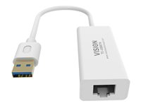 Vision TC-USBETH - Verkkosovitin - USB 3.0 - Gigabit Ethernet x 1 - valkoinen TC-USBETH