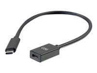 C2G 1ft USB-C to C 3.1 (Gen 2) Male to Female Extension Cable (10Gbps) - USB extension cable - 24 pin USB-C (uros) to 24 pin USB-C (naaras) - USB 3.1 Gen 2 / Thunderbolt 3 - 3 A - 30 cm - valettu - musta 88657