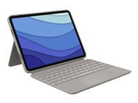 Logitech Combo Touch - Näppäimistö- ja kalvokotelo - sekä kosketuslevy - taustavalaistu - Apple Smart connector - QWERTY - espanjalainen - hiekka malleihin Apple 11-inch iPad Pro (1. laitesukupolvi, 2. sukupolvi, 3. sukupolvi) 920-010169