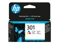 HP 301 - 3 ml - väri (sinivihreä, sinipunainen, keltainen) - alkuperäinen - kuplapakkaus - mustepatruuna malleihin HP DeskJet 1000, 1010, 1050 AiO, 1050A AiO, 1510 AiO, 2000, 2050 AiO, 2050A AiO, 2510 AiO, 2540 AiO, 3000, 3050 AiO, 3050A eAiO, 3510 eAiO series, HP ENVY 4500 eAiO, 5530 eAiO series, HP OfficeJet 2620 AiO, 4630 eAiO series CH562EE#301