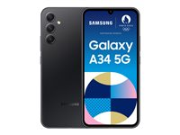 Samsung Galaxy A34 5G - 5G älypuhelin - Kaksois-SIM - RAM 6 Gt / sisäinen muisti 128 Gt - microSD slot - OLED-näyttö - 6.6" - 2340 x 1080 pikseliä (120 Hz) - 3 takakameraa 48 MP, 8 MP, 5 MP - front camera 13 MP - awesome graphite SM-A346BZKAEUB