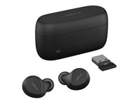 Jabra Evolve2 Buds MS - Aidosti langattomat kuulokkeet mikrofonilla varustettu - korvansisäiset - Bluetooth - aktiivinen melunpoisto - USB-A Bluetooth-sovittimen kautta - melua vaimentava - musta - sertifioitu Microsoft Teamsille 20797-999-999