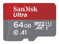 SanDisk Ultra - Flash-muistikortti (microSDXC to SD -adapteri sisältyvä) - 64 Gt - A1 / UHS-I U1 / Class10 - microSDXC UHS-I SDSQUAB-064G-GN6FA