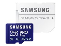 Samsung PRO Plus MB-MD256SA - Flash-muistikortti (microSDXC to SD -adapteri sisältyvä) - 256 Gt - A2 / Video Class V30 / UHS-I U3 - microSDXC UHS-I - sininen MB-MD256SA/EU