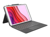 Logitech Combo Touch - Näppäimistö- ja kalvokotelo - sekä kosketuslevy - taustavalaistu - Apple Smart connector - QWERTY - pohjoismainen (tanska/suomi/norja/ruotsi) - oxfordinharmaa malleihin Apple 10.9-inch iPad (10. sukupolvi) 920-011440