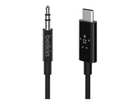 Belkin RockStar - Äänikaapeli - 24 pin USB-C uros to mini-phone stereo 3.5 mm uros - 1.83 m - valkoinen F7U079BT06-BLK