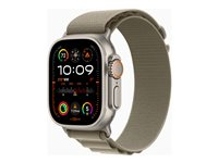 Apple Watch Ultra 2 - 49 mm - titanium - älykello kanssa Alpine-ranneke - tekstiili - oliivi pannan koko: S - 64 Gt - LTE, Wi-Fi, Bluetooth, UWB - 4G - 61.4 g MREX3KS/A