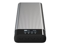 HyperJuice HJ245B - Virtapankki - USB-C - 27000 mAh - 245 watti(a) - PD 2.0, PD 3.0, QC 2.0, QC 3.0, Qualcomm Quick Charge 4.0+, Apple 2.4A - 4 lähtöliittimet (4 x USB-C) HJ245B
