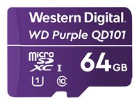 WD Purple SC QD101 WDD064G1P0C - Flash-muistikortti - 64 Gt - UHS-I U1 / Class10 - microSDXC UHS-I - violetti WDD064G1P0C