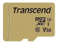 Transcend 500S - Flash-muistikortti (microSDXC to SD -adapteri sisältyvä) - 64 Gt - Video Class V30 / UHS-I U3 / Class10 - microSDXC TS64GUSD500S