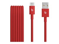 Beats - USB-kabel - USB (hane) till USB-C (hane) - USB 2.0 - 1.5 m - flätad, USB Fast Charge (15W), förstärkt design - snabb röd MFEJ4ZM/A