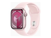 Apple Watch Series 9 (GPS) - 41 mm - pinkki alumiini - älykello kanssa urheiluranneke - fluoroelastomeeri - vaalea pinkki pannan koko: M/L - 64 Gt - Wi-Fi, Bluetooth, UWB - 31.9 g MR943KS/A
