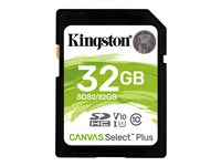 Kingston Canvas Select Plus - Flash-muistikortti - 32 Gt - Video Class V10 / UHS-I U1 / Class10 - SDHC UHS-I SDS2/32GB