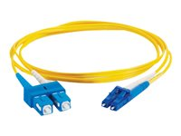 C2G LC-SC 9/125 OS1 Duplex Singlemode PVC Fiber Optic Cable (LSZH) - Kytkentäkaapeli - SC single-mode (uros) to LC single-mode (uros) - 10 m - kuituoptinen - kaksipuolinen (duplex) - 9 / 125 micron - OS1 - ei sisällä halogeenia - keltainen 85591