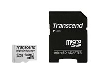 Transcend High Endurance - Flash-muistikortti (sovitin microSDHC:stä SD:hen sisältyvä) - 32 Gt - UHS-I U1 / Class10 - SDHC TS32GUSDHC10V