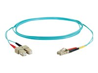 C2G LC-SC 10Gb 50/125 OM3 Duplex Multimode PVC Fiber Optic Cable (LSZH) - Verkkokaapeli - SC (monitila) (uros) to monimuoto LC (uros) - 2 m - kuituoptinen - kaksipuolinen (duplex) - 50 / 125 micron - OM3 - ei sisällä halogeenia - sinivihreä 85532