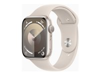 Apple Watch Series 9 (GPS) - 45 mm - alumiini tähtitaivas - älykello kanssa urheiluranneke - fluoroelastomeeri - tähtivalo pannan koko: M/L - 64 Gt - Wi-Fi, Bluetooth, UWB - 38.7 g MR973KS/A