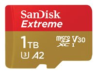 SanDisk Extreme - Flash-muistikortti (microSDXC to SD -adapteri sisältyvä) - 1 Tt - A2 / Video Class V30 / UHS-I U3 / Class10 - microSDXC UHS-I SDSQXAV-1T00-GN6MA