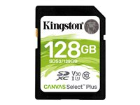 Kingston Canvas Select Plus - Flash-muistikortti - 128 Gt - Video Class V30 / UHS-I U3 / Class10 - SDXC UHS-I SDS2/128GB