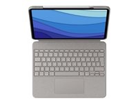 Logitech Combo Touch - Näppäimistö- ja kalvokotelo - sekä kosketuslevy - taustavalaistu - Apple Smart connector - QWERTZ - Saksa - hiekka malleihin Apple 12.9-inch iPad Pro (5th generation) 920-010216