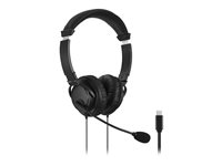 Kensington Hi-Fi USB-C Headphones with Mic - Kuulokkeet + mikrofoni - korvien päällä - langallinen - USB-C - musta K97457WW