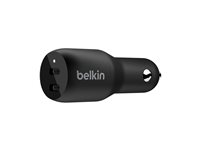 Belkin BoostCharge Dual Charger - Strömadapter för bil - 36 watt - PD - 2 utdatakontakter (USB-C) - svart CCB002BTBK