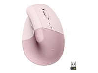 Logitech Lift Vertical Ergonomic Mouse - Pystyhiiri - ergonominen - optinen - 6 painiketta - langaton - Bluetooth, 2.4 GHz - Logitech Logi Bolt USB-vastaanotin - ruusu 910-006478