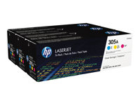 HP 305A - 3 pakettia - keltainen, sinivihreä, magenta - alkuperäinen - LaserJet - väriainekasetti (CF370AM) malleihin LaserJet Pro 300 M351, 400 M451, MFP M375, MFP M475 CF370AM