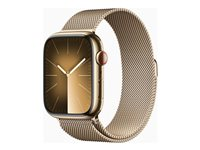 Apple Watch Series 9 (GPS + Cellular) - 45 mm - kulta ruostumaton teräs - älykello kanssa milanese loop - 64 Gt - Wi-Fi, Bluetooth, UWB, LTE - 4G - 51.5 g MRMU3KS/A