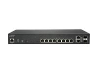 SonicWall Switch SWS12-10FPOE - Kytkin - Hallinnoitu - 10 x 10/100/1000 (PoE+) + 2 x Gigabit SFP - työpöytä - PoE+ (130 W) 02-SSC-2464