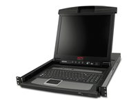 APC LCD Console - KVM-konsoli kanssa KVM-kytkin - 16 porttia - PS/2 - 17" - telineasennettava - VGA - musta - 1U malleihin P/N: AR3106SP, SMX1000C, SMX1500RM2UC, SMX1500RM2UCNC, SMX750C, SMX750CNC, SRT5KRMXLW-TW AP5816