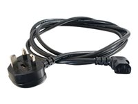 C2G 1m 18 AWG UK 90° Power Cord (IEC320C13R to BS 1363) - Virtajohto - power IEC 60320 C13 to BS 1363 (uros) kulmikas - 1 m - musta C2G82035