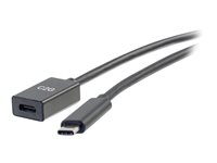 C2G 3ft USB-C to C 3.1 (Gen 2) Male to Female Extension Cable (10Gbps) - USB extension cable - 24 pin USB-C (uros) to 24 pin USB-C (naaras) - USB 3.1 Gen 2 / Thunderbolt 3 - 3 A - 90 cm - valettu - musta 88658